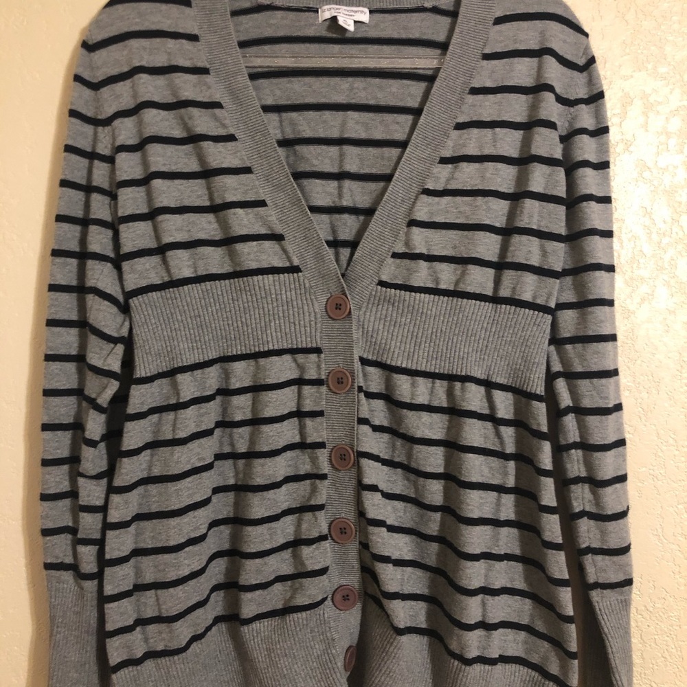 Gray With Black Stripes Cardigan XL
